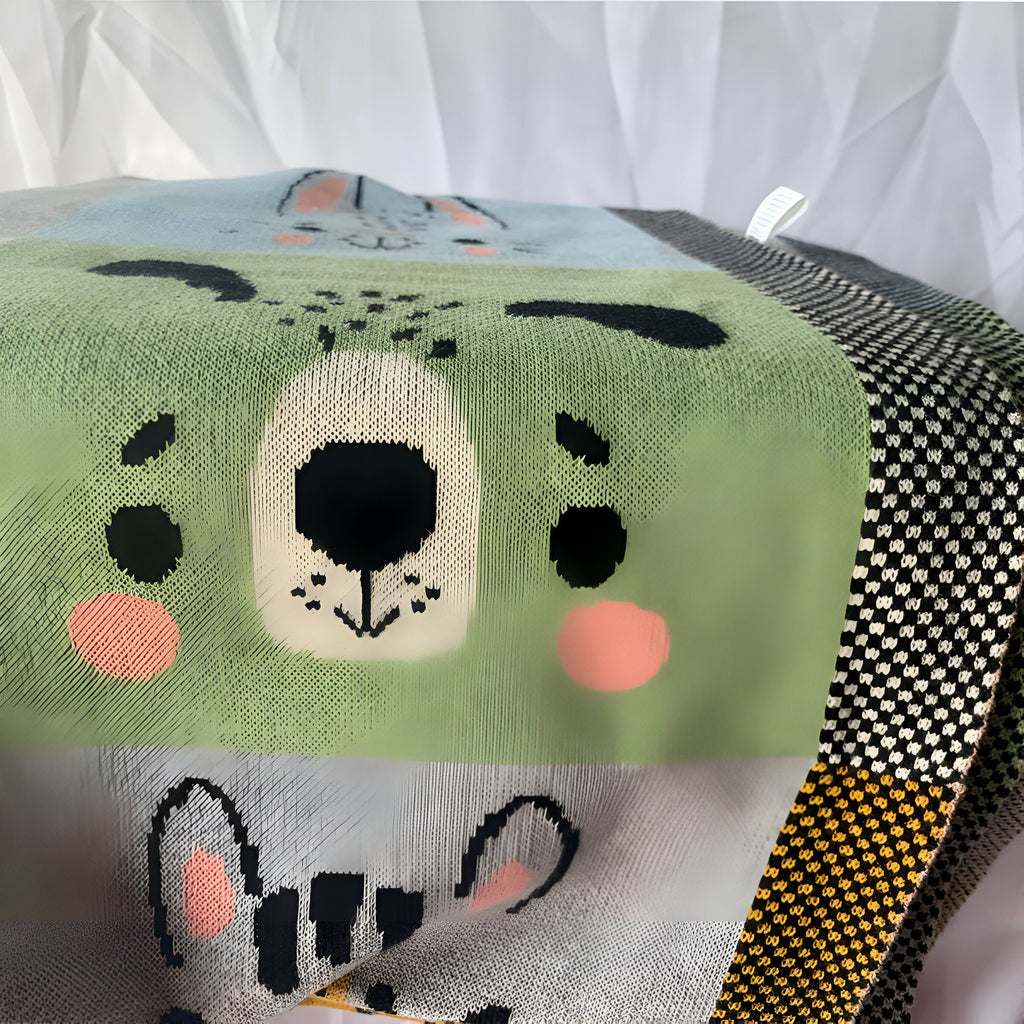Animals In Boxes Multi Knitted Cotton Baby Blanket